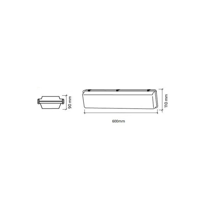 Croquis de bloc led pour luminaire double de 60cm