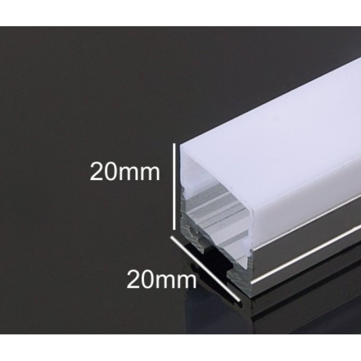 PROFILÉ 2M ALU PLAT ET DIFFUSEUR OPALE