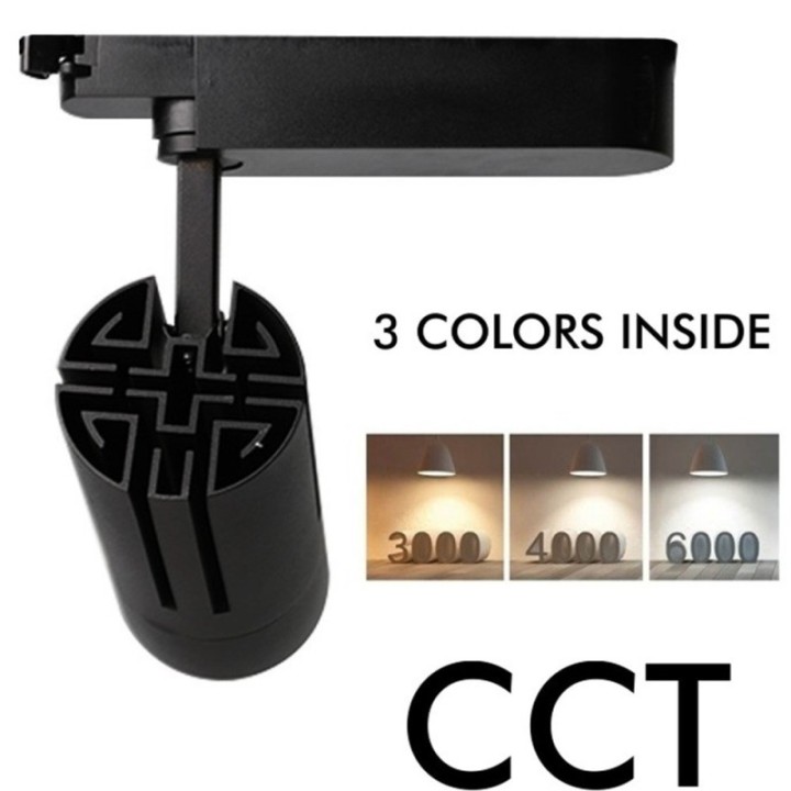 Spot LED 30W Noir Monophasé CCT