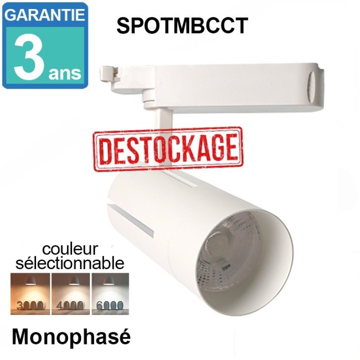 Spot LED 30W  Monophasé Blanc CCT