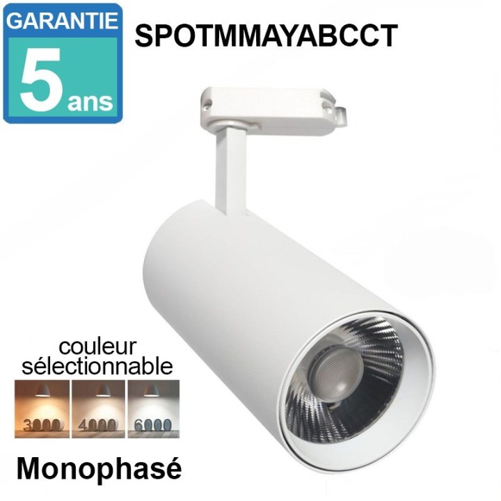 Acheter Spot LED  Maya pour rail Monophasé DOB Driverless- 30W - 24°  Dimmable