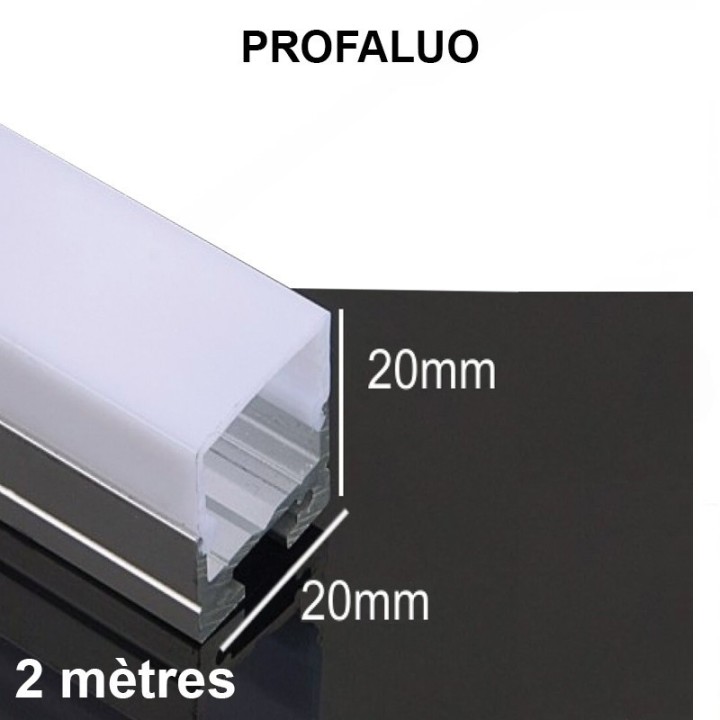 PROFILÉ 2M ALU PLAT ET DIFFUSEUR OPALE