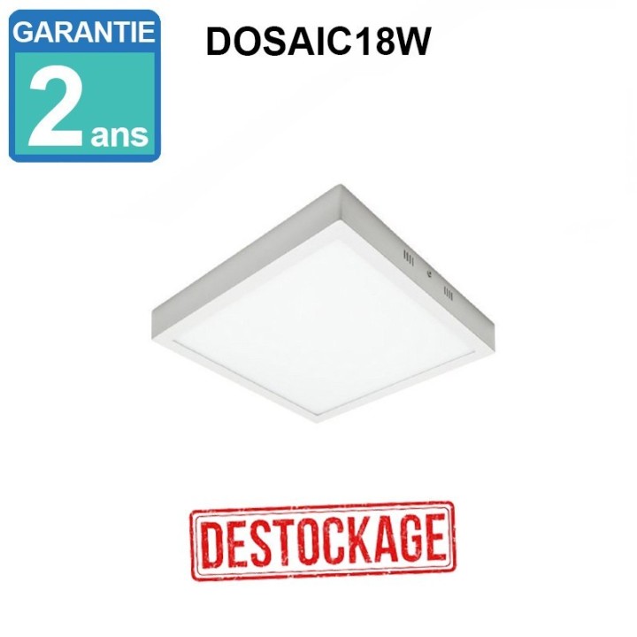 Plafonnier à LED carrée saillie 18W - IP20