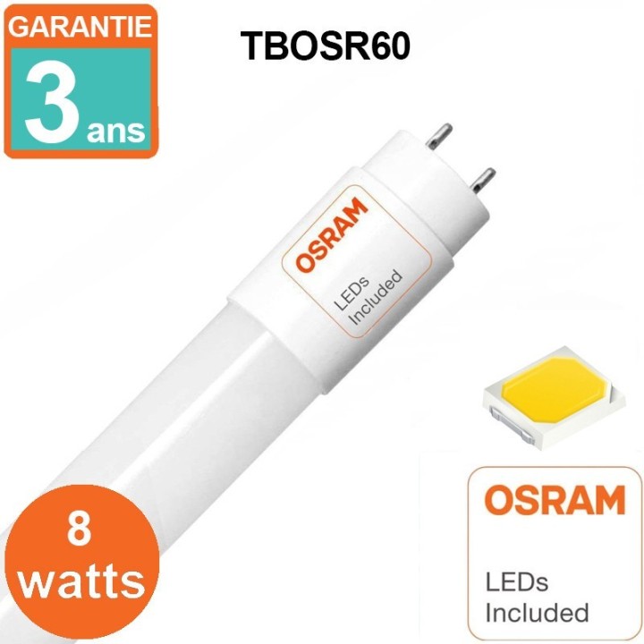 Tube LED - 60cm - 8w - 1040 Lumens - verre