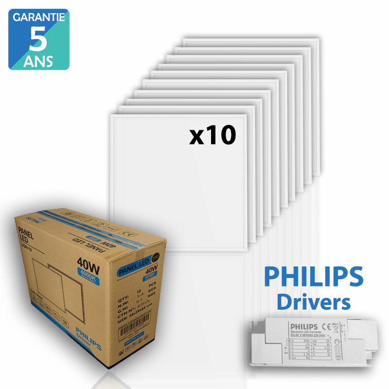 lot 10 dalles LED 40 watts Drivers Philips lot 10 dalles LED 40 watts Drivers Philips