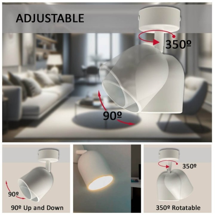 Éclairage orientable pour GU10 moderne et design arrondie blanc