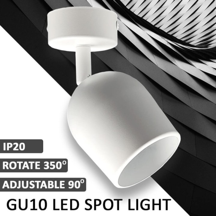 Éclairage orientable pour GU10 moderne et design arrondie blanc