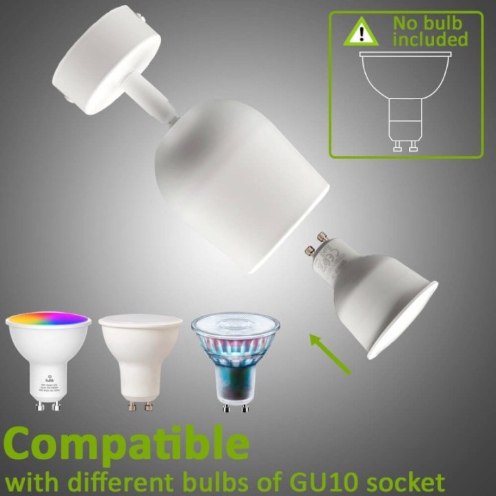 Éclairage orientable pour GU10 moderne et design arrondie blanc