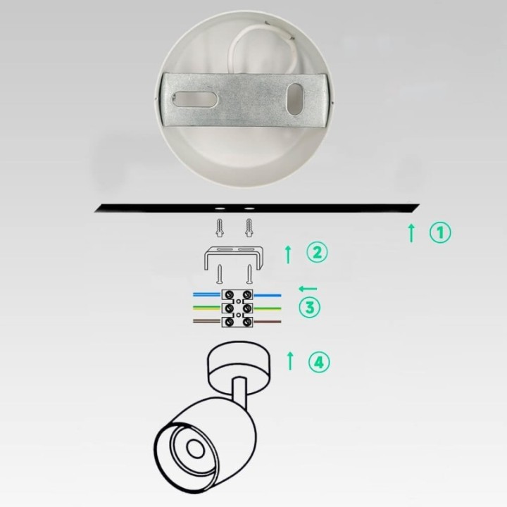 Éclairage orientable pour GU10 moderne et design arrondie blanc