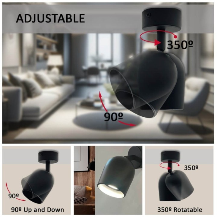 Plafonnier Orientable Noir – Design élégant et pratique