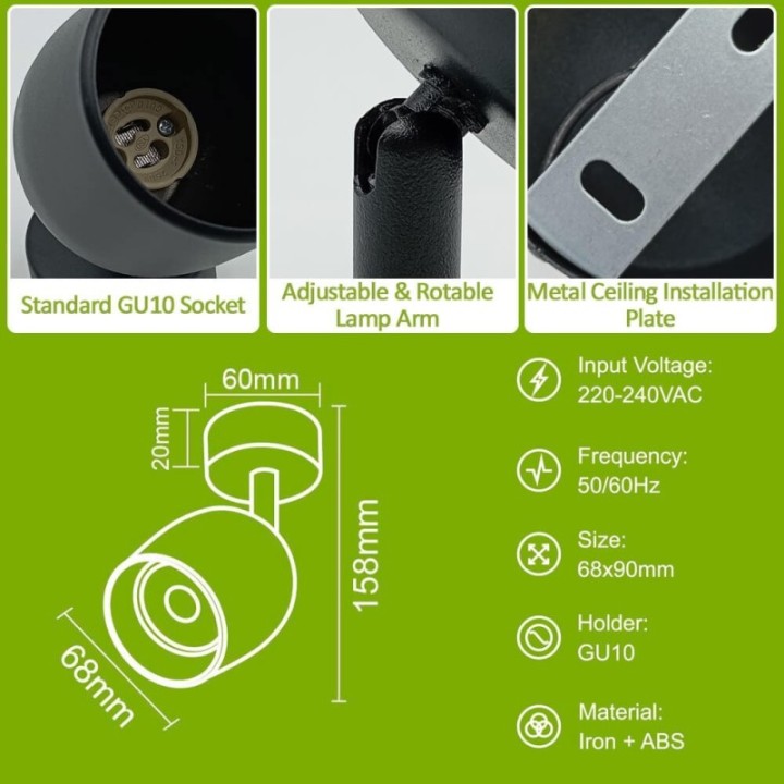 Plafonnier Orientable Noir – Design élégant et pratique