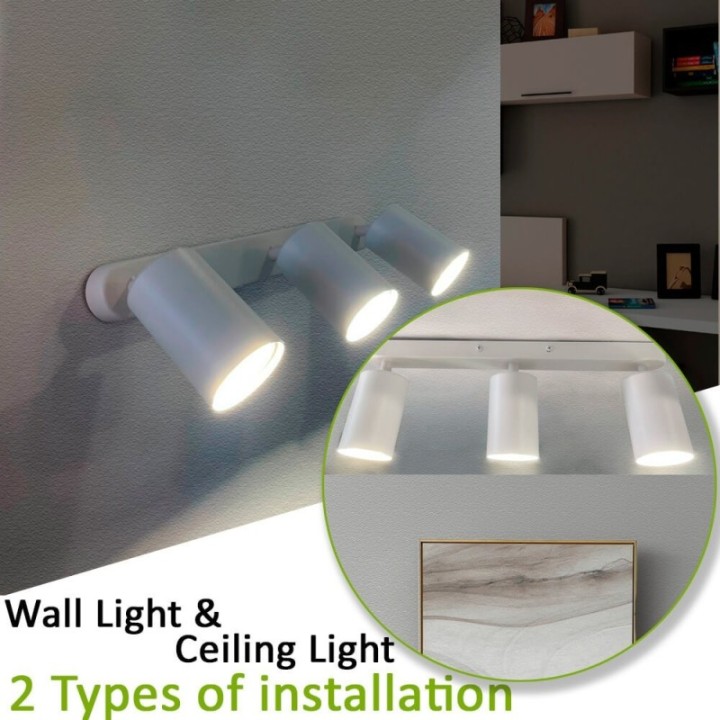 Plafonnier Orientable triple blanc pour GU10 en aluminium – Design moderne