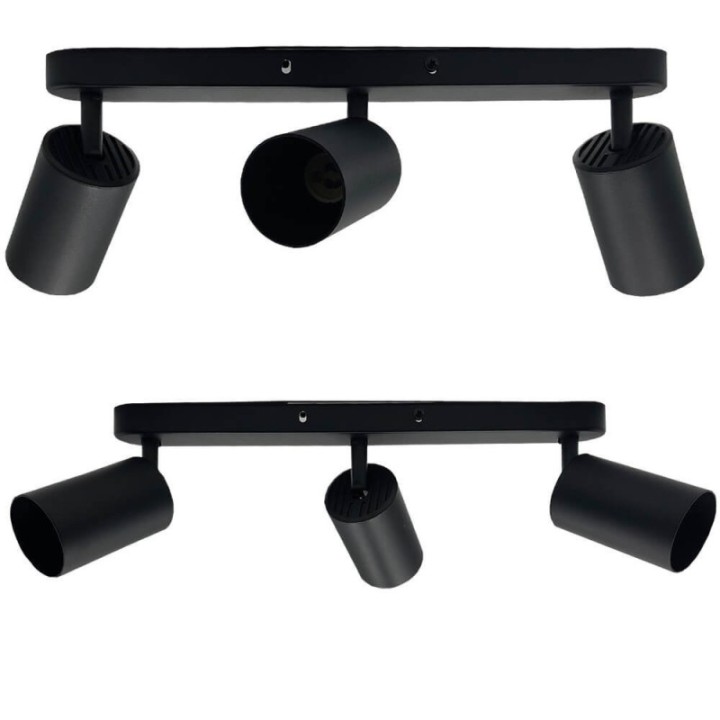 Applique de plafond orientable noire – triple spots GU10 – Design moderne