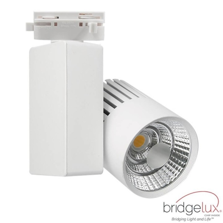 Spot LED 40W sur rail monophasé – Blanc – Bridgelux 3CCT – CRI +98