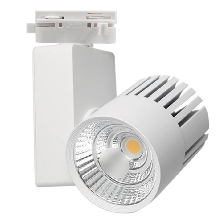 Spot LED 40W sur rail monophasé – Blanc – Bridgelux 3CCT – CRI +98