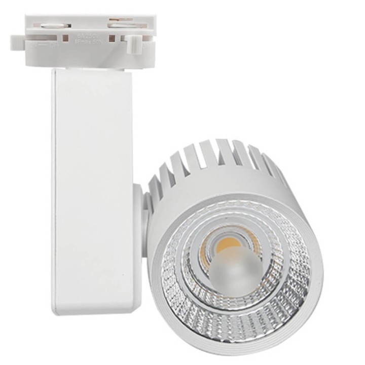 Spot LED 40W sur rail monophasé – Blanc – Bridgelux 3CCT – CRI +98