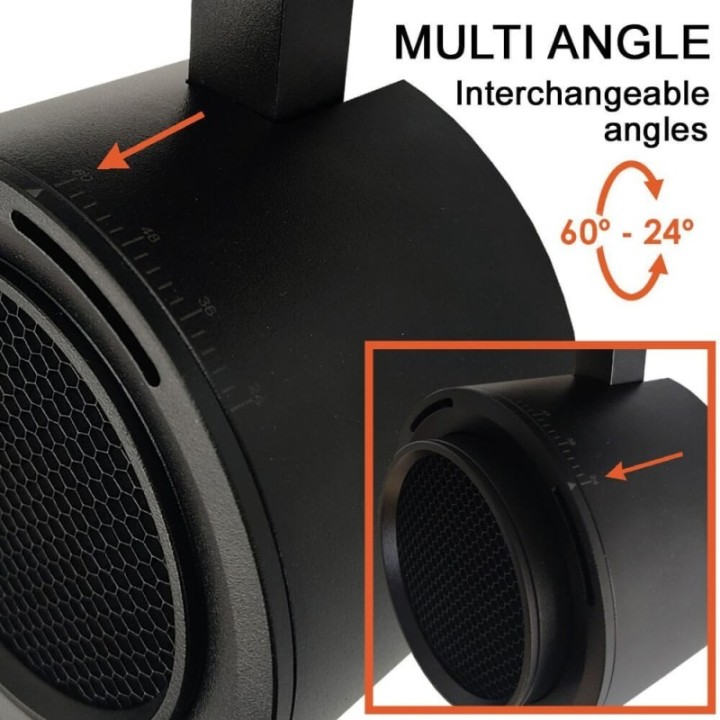 Spot LED Rail Monophasé 28W-40W - Noir - Optique réglable 24° ou 60° - UGR13 - CCT