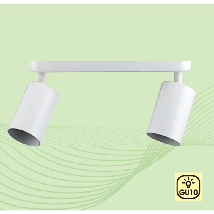 Plafonnier Orientable Blanc – 2 Spots GU10  – Design moderne