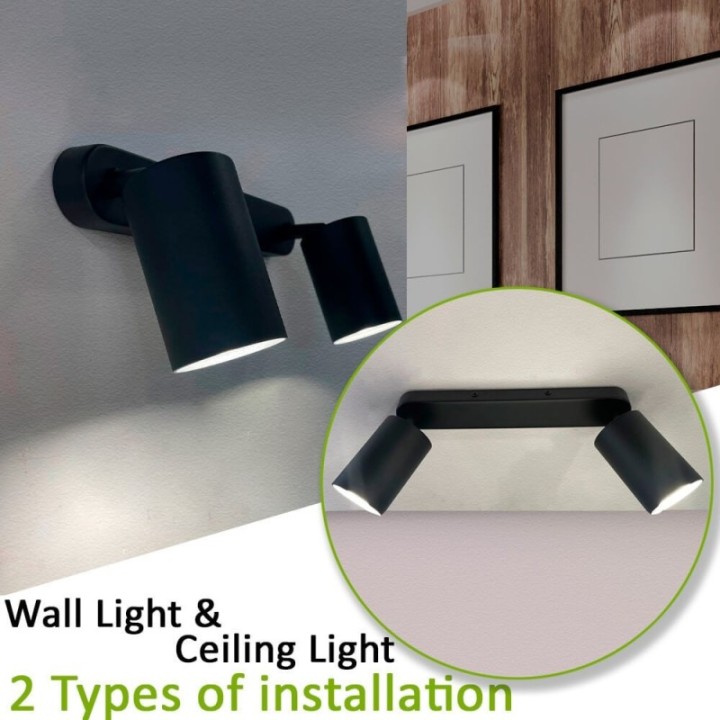 Plafonnier Orientable Blanc – 2 Spots GU10 – Luminaire moderne