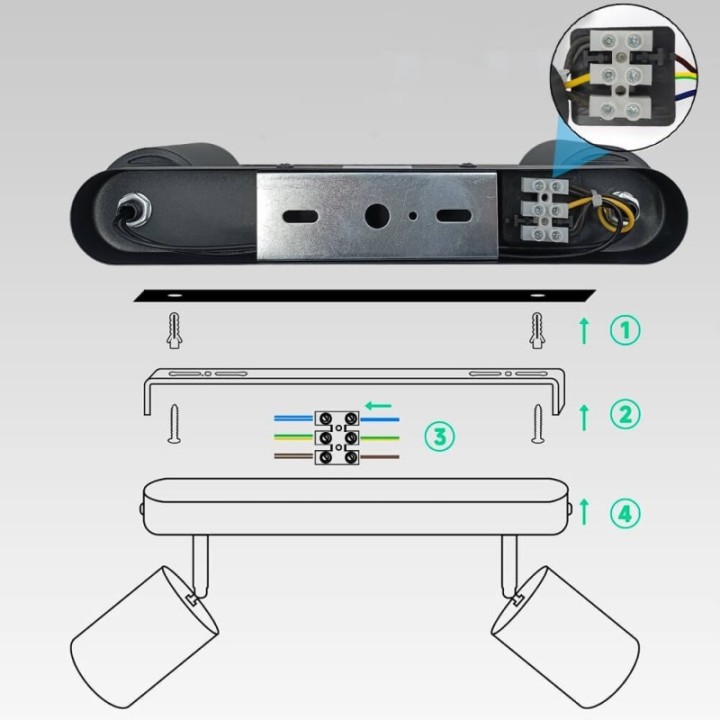 Plafonnier Orientable Blanc – 2 Spots GU10 – Luminaire moderne