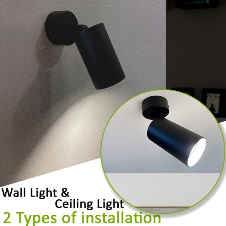 Plafonnier Orientable Noir – 1 Spot GU10 en Aluminium – Luminaire moderne