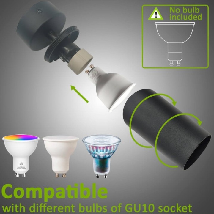 Plafonnier Orientable Noir – 1 Spot GU10 en Aluminium – Luminaire moderne