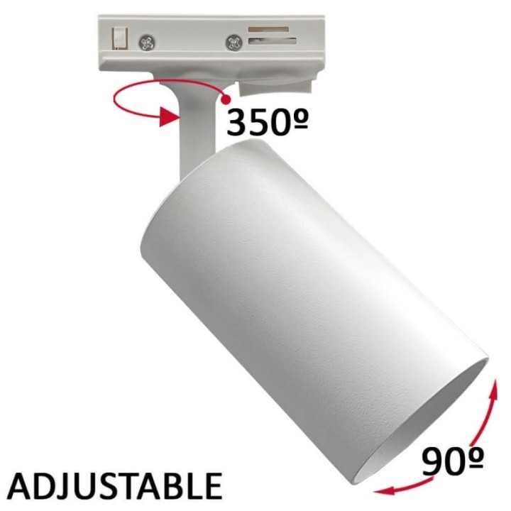 Spot sur Rail Blanc – Monophasé – Orientable pour Ampoule GU10