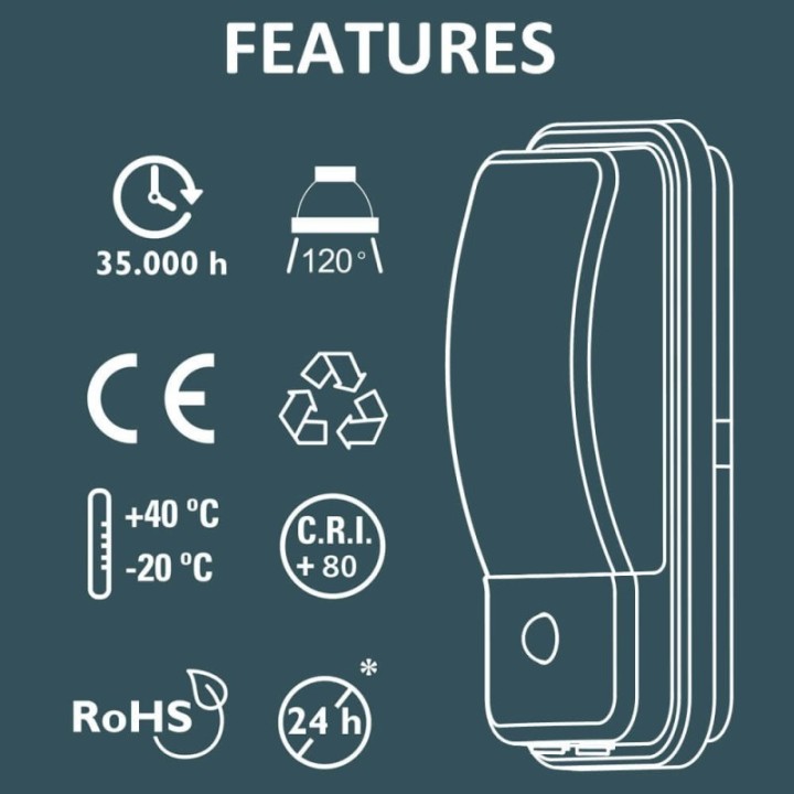 Applique LED 20W Extérieur avec Détecteur de présence – IP65 - CCT