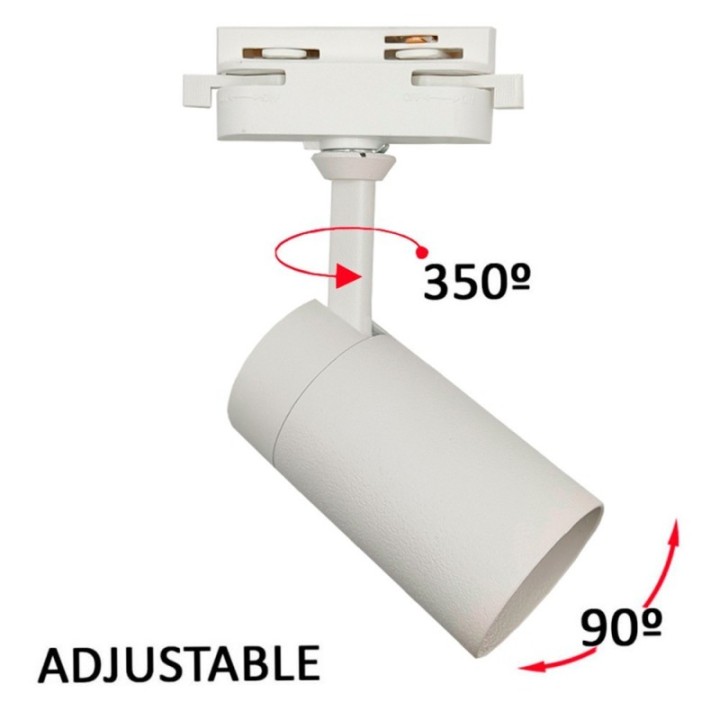 Spot sur Rail Blanc – Monophasé – Orientable GU10 – Aluminium