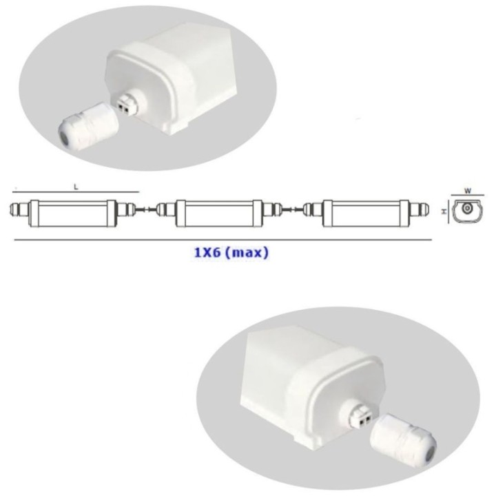 Facile à installer et à connecter pour une réglette LED 600 mm