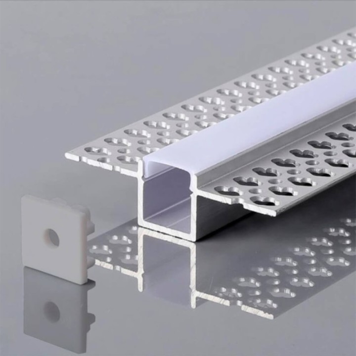 Profilé Aluminium Encastrable 2m pour Bandes LED – Plâtre et Placoplâtre – Finition Discrète