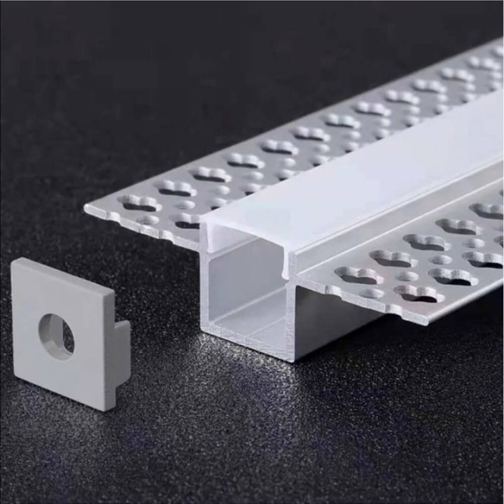 Profilé Aluminium Encastrable 2m pour Bandes LED – Plâtre et Placoplâtre – Finition Discrète