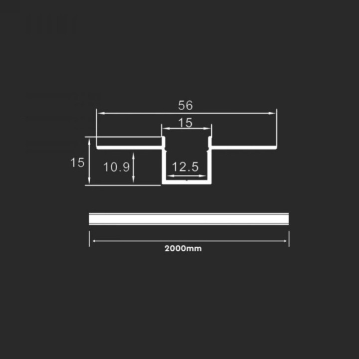 Profilé Aluminium Encastrable 2m pour Bandes LED – Plâtre et Placoplâtre – Finition Discrète