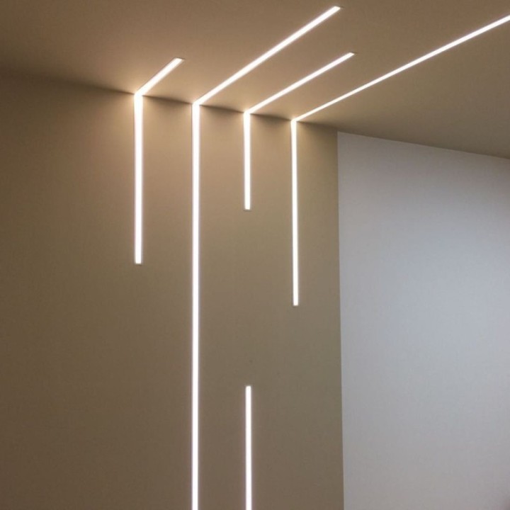 Profilé Aluminium Encastrable 2m pour Bandes LED – Plâtre et Placoplâtre – Finition Discrète