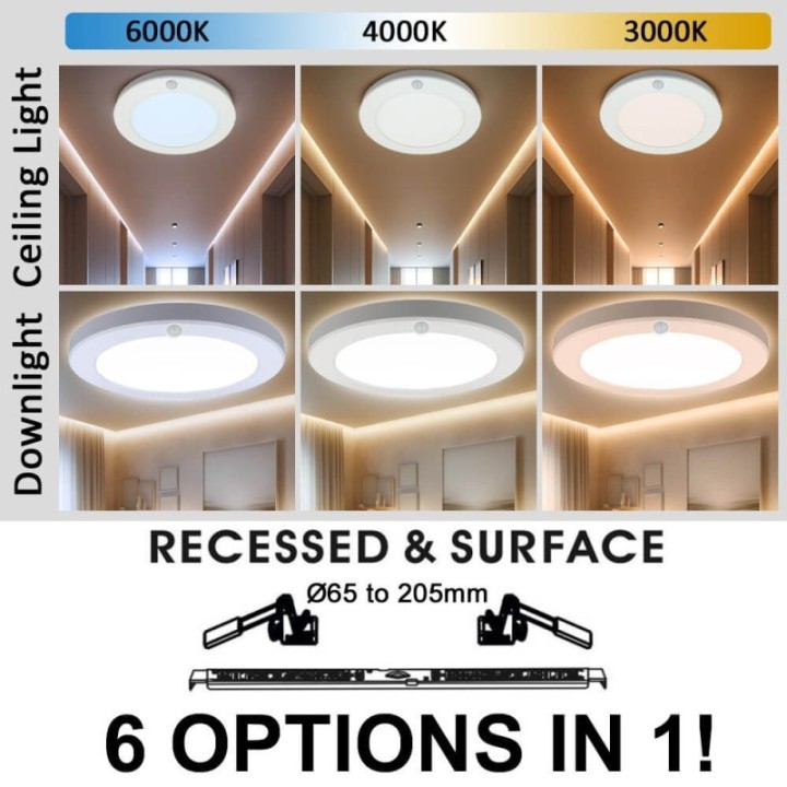 Downlight LED Circulaire 18W avec Capteur PIR – CCT Ajustable – Puce OSRAM