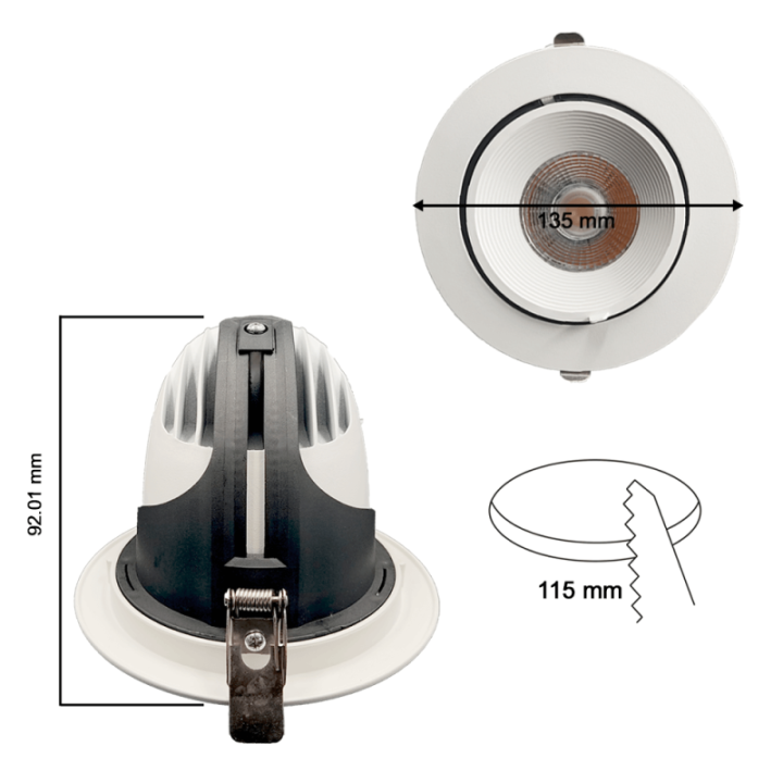 Spot LED vitrine encastrable orientable – Puissance & CCT réglables