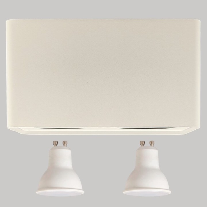 Applique Plafond Double saillie pour GU10 – Blanc rectangle arrondie design