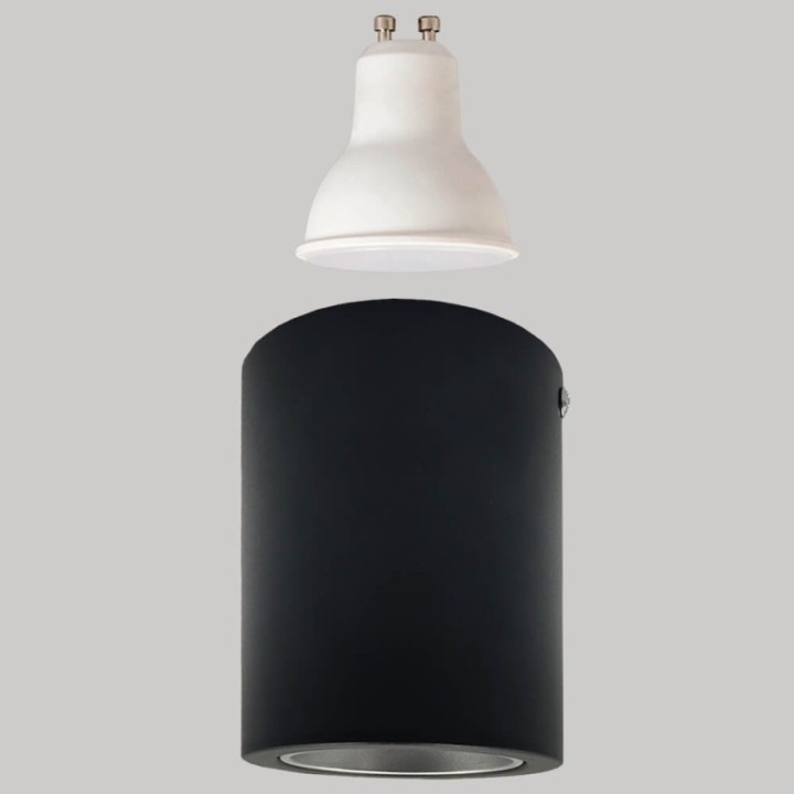Applique Plafond GU10 – Noire – collerette interchangeable