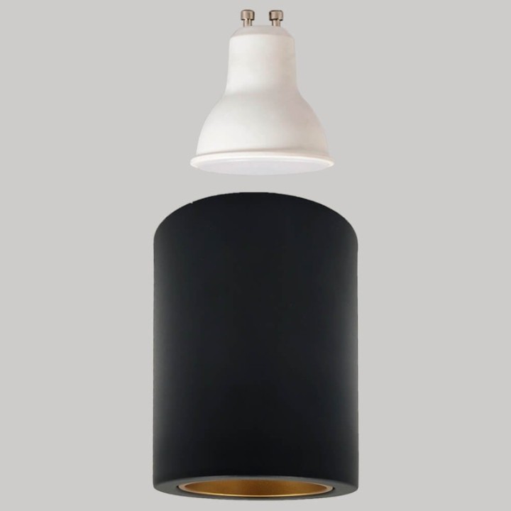 Applique Plafond GU10 – Noire – collerette interchangeable