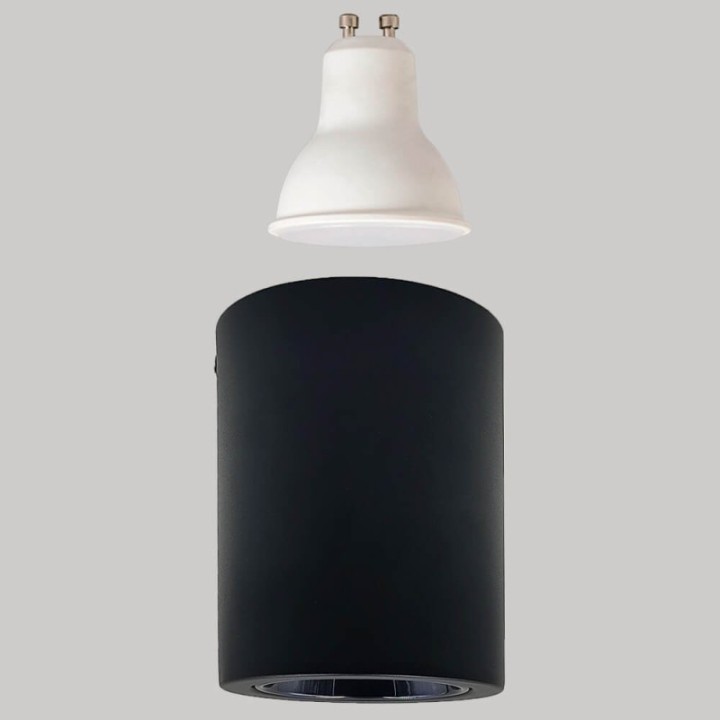 Applique Plafond GU10 – Noire – collerette interchangeable