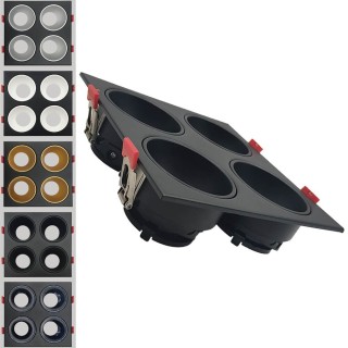 Cadre Basculant Quadruple GU10 – Noir – Encastrable Orientable personnalisable