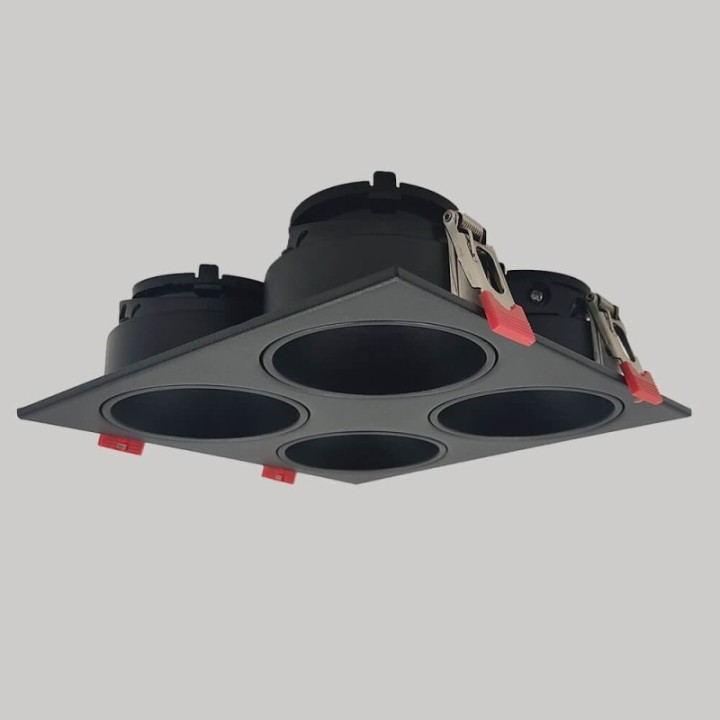 Cadre Basculant Quadruple GU10 – Noir – Encastrable Orientable personnalisable