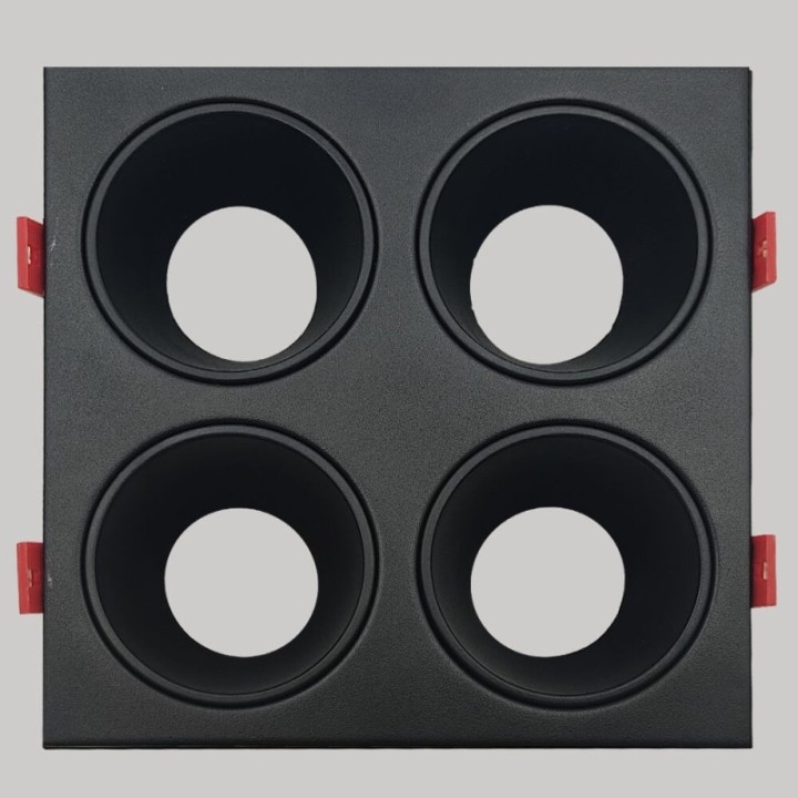 Cadre Basculant Quadruple GU10 – Noir – Encastrable Orientable personnalisable