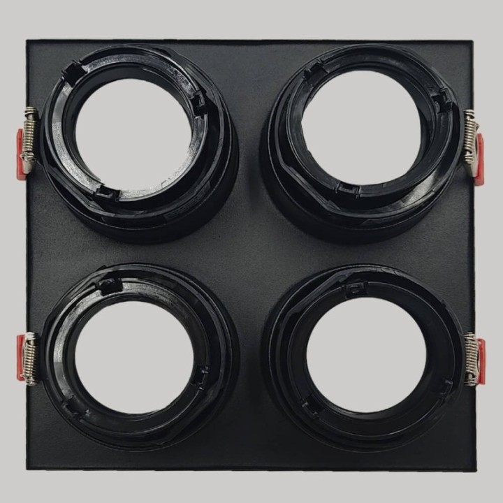 Cadre Basculant Quadruple GU10 – Noir – Encastrable Orientable personnalisable