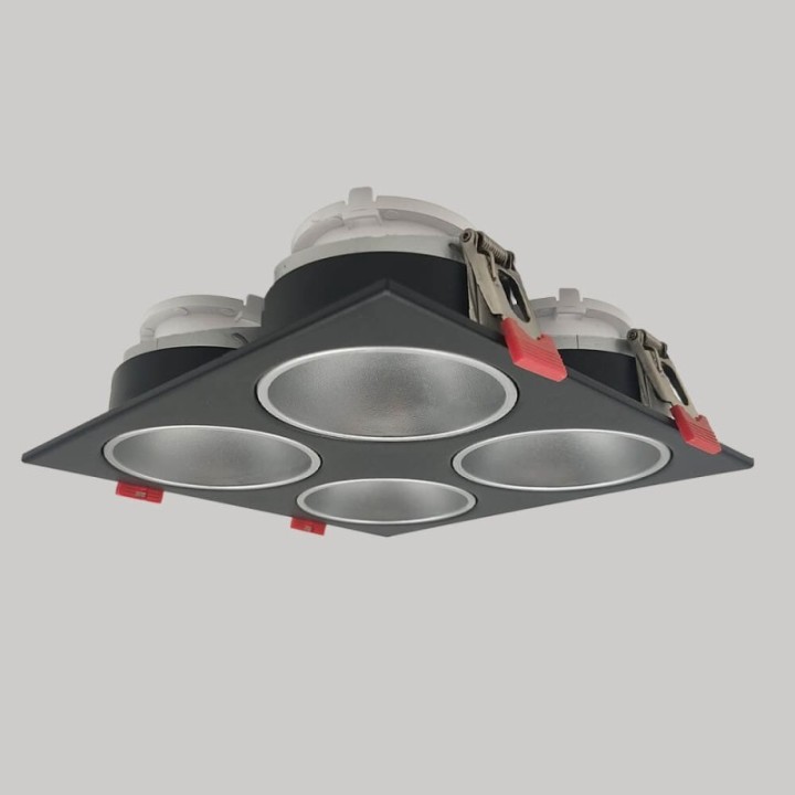 Cadre Basculant Quadruple GU10 – Noir – Encastrable Orientable personnalisable