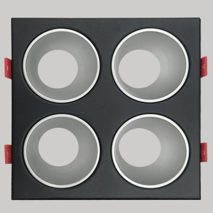 Cadre Basculant Quadruple GU10 – Noir – Encastrable Orientable personnalisable