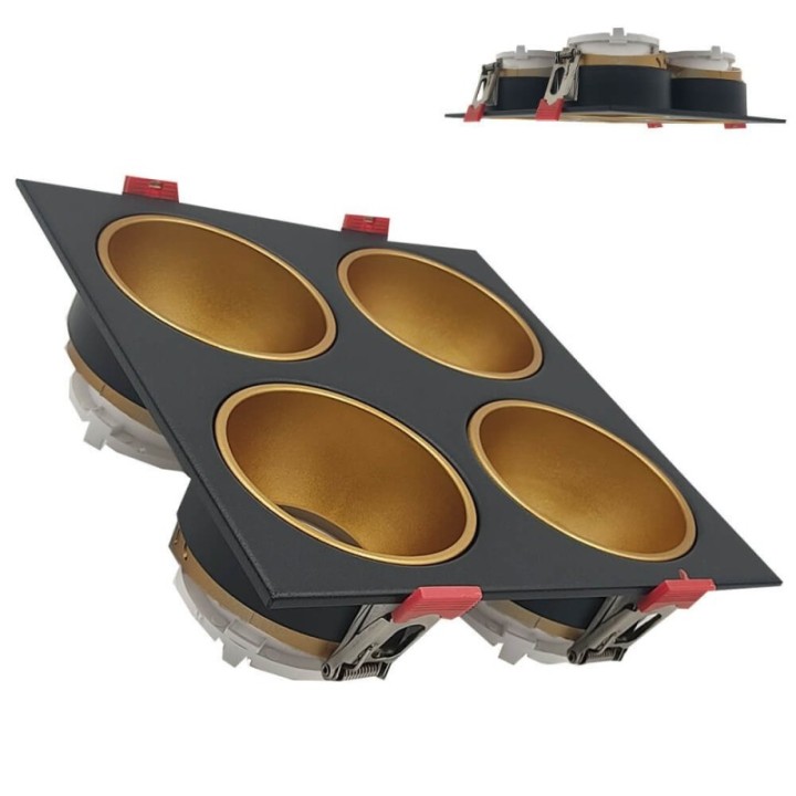 Cadre Basculant Quadruple GU10 – Noir – Encastrable Orientable personnalisable