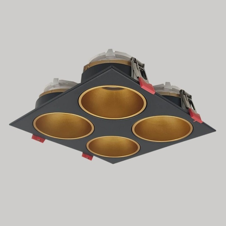 Cadre Basculant Quadruple GU10 – Noir – Encastrable Orientable personnalisable