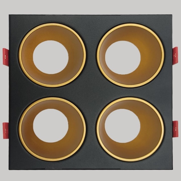 Cadre Basculant Quadruple GU10 – Noir – Encastrable Orientable personnalisable