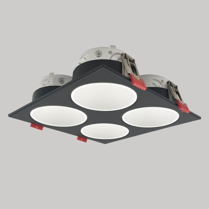 Cadre Basculant Quadruple GU10 – Noir – Encastrable Orientable personnalisable